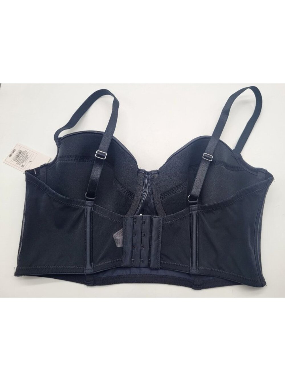 Auden Womens SZ LG Black Satin Longline Underwire Bra Pin Up Boudoir Goth - Picture 2 of 5